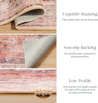 Phantoscope Washable Area Rug 5'x7' Non-Slip, Vintage Neutral Fall Rugs for Living Room, Bedroom, Dining Room, Distressed Boho Medallion Pattern, Low-Pile Foldable Floor Carpet, Rust Orange