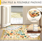 Floral 4x6 Area Rug Machine Washable Soft Print Boho Carpet Non Slip Doormat Low Pile Flower Area Rugs for Living Room Bedroom Nursery Kitchen Dining Room Indoor-Ivory/Yellow