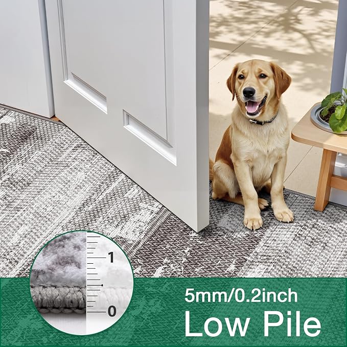 LUMI Washable Area Rug 8x10 for Living Room, Ultra Soft Stain Resistant Carpet with Non Slip Rubber Backing, Non-Shedding Low Pile Rugs for Bedroom, Dining Room, Indoor, Office