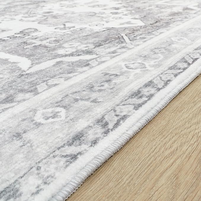 Paco Home Vintage Area Rug with Faded Oriental Pattern in Grey, Size: 5'3" x 7'3"