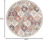 Lahome Moroccan Trellis Round Area Rugs, Washable Small Round Rug 3ft Non-Slip, Soft Vintage Ultra-Thin Circle Carpet for Bedroom Entryway Kitchen Laundry Bathroom, Orange/Terracotta