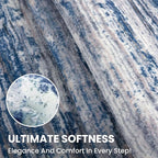 Abstract Rug for Kitchen Set of 2, 2x3 and 2x6 Navy Blue Gray Neutral Multi Modern Super Soft Small Area Rug, Washable Non-Slip Entryway Rugs, Low-Pile Mat for Bedside, Indoor Door Mat