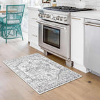 KOZYFLY Small Area Rug 2x3 Ft Rugs for Entryway Washable Boho Entry Rug Non Slip Door Mat Indoor Entrance Faux Wool Vintage Printed Kitchen Rug Throw Rugs for Entrance Kitchen, Gray