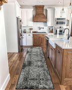 vivorug Runner Rug 2'x8' Vintage Washable Non-Slip Runners for Hallways Kitchen Entryway Laundry Room Carpet Hallway Runner, Black and White Rug