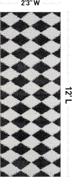 Rugshop Diamond Wave Pattern Shag Runner Rug Anthracite Dark Gray 2' 3" x 12' Great for Long Hallways, Open Entryways, Kitchens
