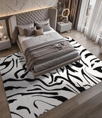 YIHOUSE Modern Area Rugs for Living Room, 8x10 Washable Black and White Rug, Thin Abstract Geometric Striped Rug, Area Rug for Bedroom,Kitchen,Dining Room,Office