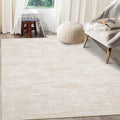 RUGSREAL 6x9 Large Bedroom Area Rug Washable Rug Soft Modern Area Rug for Living Room Non-Slip Stain Resistant Abstract Throw Floor Carpet Contemporary Rug Solid Rug for Dining Room Office, Beige