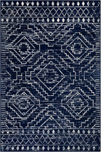 Wonnitar Moroccan Washable 6x9 Rug, Blue Large Living Room Area Rug, Non-Slip Boho Soft Rug for Bedroom, Non-Shedding Ultra-Thin Geometric Carpet for Dining Room Kitchen Basement (Blue,6'x9')