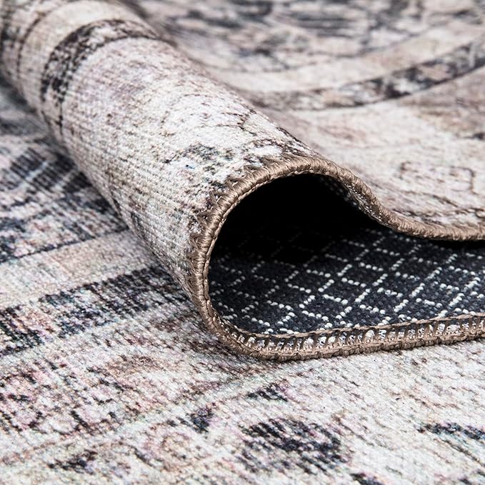Bloom Rugs Washable Non-Slip 12 ft Runner - Tan/Blue/Green Traditional Runner for Entryway, Hallway, Bathroom, and Kitchen - Exact Size: 2.5' x 12'