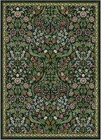 Lahome Floral 5x7 Washable Living Room Rugs, Green Area Rugs for Bedroom Rubber Backed, Botanical Thin Stain-Resistant Carpet for Dining Room, Guestroom, Kids Room, Living Room Decor