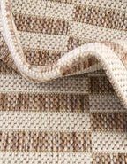 Unique Loom Outdoor Striped Collection Area Rug - Striped (6' 1" Square Taupe/Ivory)