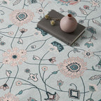EVERGRACE Area Rugs for Entryway 2x3, Boho Floral Faux Wool Indoor Outdoor Small Rugs, Washable Rugs for Bedroom Bathroom Laundry Doormat, Low Pile Floor Mat Carpet for Home Decor, Pale Blue