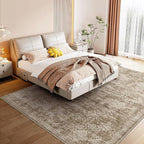 WITSHOCK 5x7 Area Rugs for Living Room: Machine Washable Non Slip Modern Abstract Carpet - Low Pile Print Rug for Bedroom Dining Room - Stain Resistant for Household - Pet Owners (Earthy Brown)