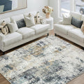 Washable Area Rug 5x7 - Neutral Modern Abstract Rugs, Soft Non Slip Thin Carpet with for Bedroom, Under Dining Room Table, Home, Office, Dorm, Office Rolling Chair - Green Yellow