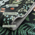Boho Washable Living Room Bedroom Area Rug 8x10 Under Bed, Floral Large Living Dining Room Area Rugs for Under Table, Non Slip Botanical Indoor Carpet for Home Office Playroom (Black,8 x 10)