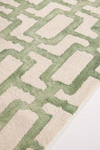 Hand-Tufted Wool Marengo Rug in Green – Modern Geometric Pattern Carpet for Living Room & Bedroom – Durable & Soft– 8 x 10