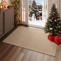 2x3 ft Indoor Door Mat Entryway Rug Non Slip Woven Washable Area Rugs Kitchen Mats for Floor, Front Entry Rug Entrance Doormat for Hall Porch Bathroom Kitchen Bedroom, Easy Clean, Brown 24"x36"