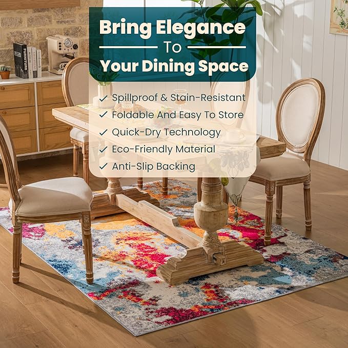 Istana 5x7 Area Rug - Multi Colors Rugs for Living Room 5x7 - Foldable Rugs for Bedroom - Stain Resistant Washable Rug - Eco-Friendly Boho Area Rugs - Easy to Clean Living Room Rug