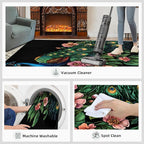 Peacock Peony Rugs for Bedroom - 5x6 Rug, Classic Peacock Peony Area Rugs for Living Room, Teal Turquoise Carpet, Floral Plant Washable Area Mat, Aesthetics Carpet - Peafowl Home Decor & Gifts