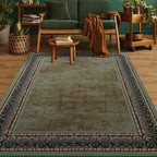 Antep Rugs Alfombras Bordered Modern 4x6 Non-Slip (Non-Skid) Low Pile Rubber Backing Indoor Area Rug (Green, 4' x 5'8")