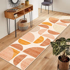 MUJOO Boho Runner Rug Washable,2x6 Area Rugs for Hallways Kitchen Bathroom Bedroom Entryway,Non Slip Carpet Long Mat Indoor,Soft Modern Abstract Bohemian Orange