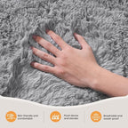 Zentavio Area Rugs for Living Room Large Rugs for Bedroom 5x8 Carpet Fluffy Furry Soft Shag Aesthetic Plush High Pile Gray Throw Rug for Nursery Kids Room Dorm Light Grey