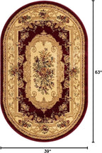 Unique Loom Versailles Collection Traditional Classic Floral Motif Area Rug (3' 3 x 5' 3 Oval, Burgundy/Ivory)