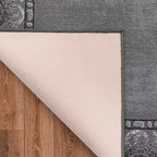 Antep Rugs Alfombras Bordered Modern 3x5 Non-Slip (Non-Skid) Low Pile Rubber Backing Indoor Area Rug (Gray, 3' x 5')