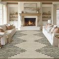 HelloTree Area Rug for Living Room 8x10 Washable Geometric Moroccan Rug Stripe Farmhouse Bohemian Minimalistic Non Slip Non Shedding Ultra Thin Soft Rug for Bedroom Office DiningRoom Nursery-Cream