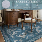 Moynesa Animal Area Rugs 5x7, Washable Luxurious Vintage Boho Blue Area Rug for Bedroom Living Room Dining Room Office Playroom, Farmhouse Low Pile Soft Non-Slip Carpets for Indoor