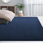 Large Area Rugs for Living Room Bedroom, 7x10 Feet Navy Blue Rug, Minimalist Modern Shag Rug, Soft Thick Memory Foam Indoor Carpet, Non-Slip Washable Rug for Boys Girls Dorm Nursery Room Home Decor