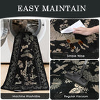 Moynesa Vintage Animal Washable Area Rugs 8x10, Retro Black Gold Area Rug for Living Room Bedroom Dining Room Office Study, Low Pile Soft Non Slip Stain-Resistant Carpets for Home Decor