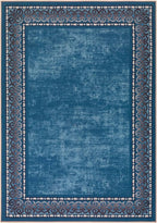Antep Rugs Alfombras Bordered Modern 3x5 Non-Slip (Non-Skid) Low Pile Rubber Backing Indoor Area Rug (Turquoise Blue, 3' x 5')