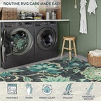 Lahome Floral Entryway Rug - 2x3 Small Throw Kitchen Rugs Non-Slip Washable Bedroom Rugs Blue Paisley Print Bathroom Mat Accent Distressed Doormat Floor Carpet for Laundry Room Living Room Office