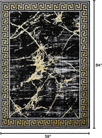 GLORY RUGS Area Rugs Marble 5X7 Black Gold Carpet Modern Abstract Rug Living Room Dining Bedroom Rug