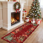 Lahome Floral Christmas Runner Rug, 2x6 Red Christmas Rug Runner Non Slip, Soft Kitchen Runner Rugs with Rubber Backing Holiday Carpet Runner for Hallways Bedroom Laundry, Red