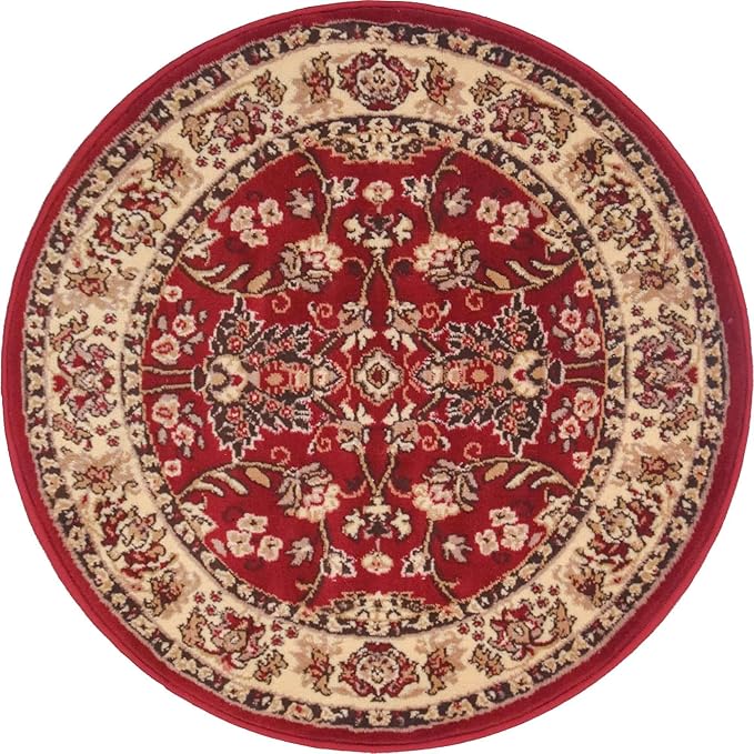 Unique Loom Sialk Hill Collection Area Rug - Washington (3' 3" Round Burgundy/Cream)