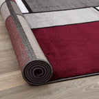 Rugshop Modern Geometric Boxes Red Area Rug, Non-Shedding Carpet for Living Room, Large Bedroom, or Open Spaces, 9' x 12'
