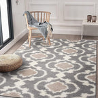 Rugshop Cozy Moroccan Trellis Indoor Shag Area Rug 6'6"X 9' Gray/Cream