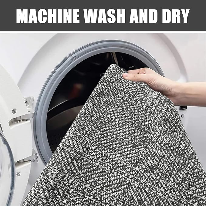 Collive Boho Small Bathroom Rug, 2' x 3' Hand-Woven Kitchen Rugs, Grey Cotton Reversible Washable Modern Farmhouse Carpet for Foyer Bathroom Bedroom Back Door