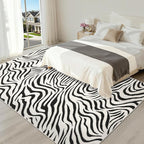 YIHOUSE 9×12 Ft Area Rugs for Living Room: Modern Washable Rug - Abstract Black and Cream White Rug for Bedroom Dining Room Office Playroom Nursery Home Decor - Nonslip Non-Shedding Striped Rugs