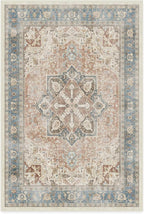 RUGGABLE Washable Vintage Area Rug – Kamran Coral 4x6, Stain-Resistant, Non-Slip – Medium Machine Washable Rugs for Living Room, Bedroom, Hallway, Entryway & Office–with Cushioned Pad