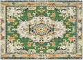 Bohemian Pattern Rectangular Area Rugs for Living Room Bedroom 5 x 8 ft Green & Orange Abstract Non-Shedding Soft Low Pile Rug Non Slip Washable Rug for Nursery Entryway Playroom