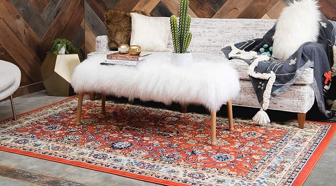 Unique Loom Sialk Hill Collection Area Rug - Washington (6' 1" x 9' Rectangle Terracotta/Cream)