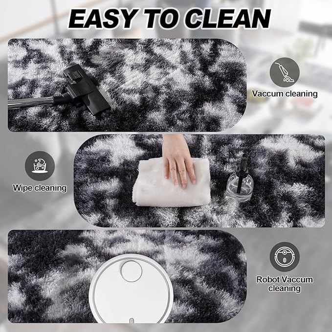 Fluffy Rug for Living Room Shaggy Area Rugs High Pile Fuzzy Rug Non-Slip Indoor Floor Carpet Plush Area Rugs for Living Room White 8x10