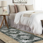 Moynesa Ultra-Thin Washable Vintage Runner Rug - 2'6"x8 Hallway Runner Non-Slip Non-Shedding Stain Resistant Kitchen Mat Boho Oriental Medallion Laundry Carpet for Entrance Bedside, Black/White