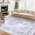 Area Rug 6x9 Living Room Rug, Machine Washable Vintage Distressed Medallion Rug Non-Slip Soft Low Pile Large Indoor Rugs for Bedroom Kitchen Dining Room Office(LightGrey,6'x9')