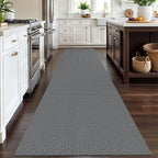 IOHOUZE Washable Runner Rug 3x12 Non Slip Rubber Backed Extra Long Hallway Runner Entryway Runner Indoor, Kitchen Rugs Woven Cotton Floor Carpet for Hall Entrance Stair, Dark Grey