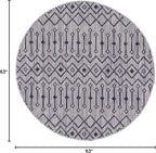 Unique Loom Outdoor Trellis Collection Area Rug - Tribal Trellis (5' 3" Round, Gray/ Black)