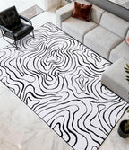 YIHOUSE Modern Rugs for Living Room 6x9, Washable Black and White Bedroom Rug, Fluffy Geometric Dining Room Rugs for Under Table Home Decor